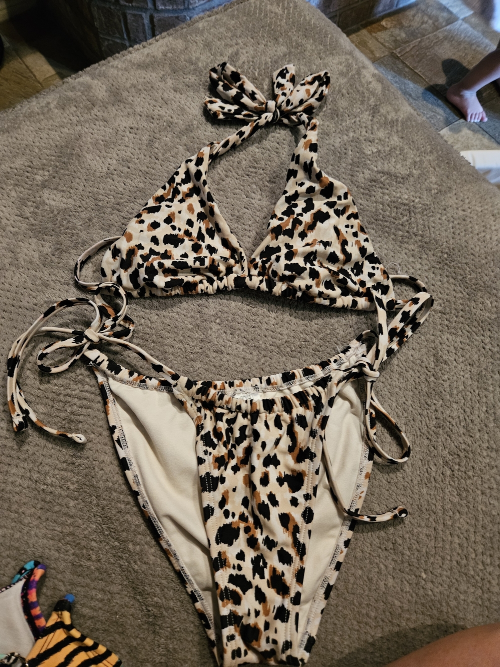 wild fable Leopard Print Tie Bikini - Beige, Black, Brown